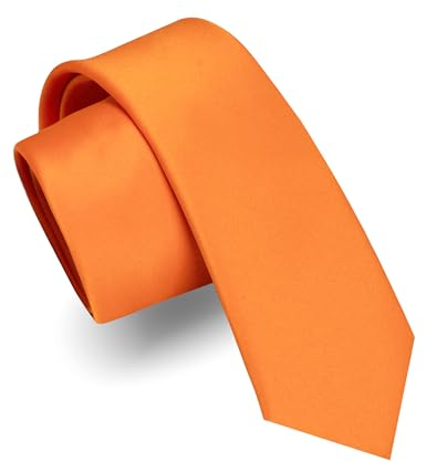 JEMYGINS Schmale Herren Matte Krawatte einfarbig in verschiedenen Farben 6cm Orange