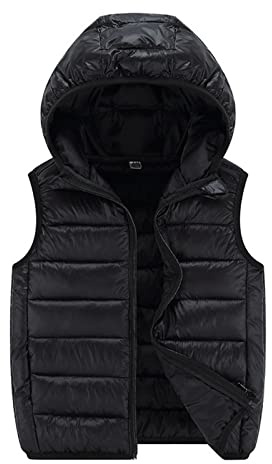 Smanicato Bambino Piumino Senza Maniche Gilet con Cappuccio Bambini Piumini con Cappuccio Cappotto Imbottito Senza Manica da Bambini Zip Up Giubbotto Impermeabile Invernale 3-15 Anni