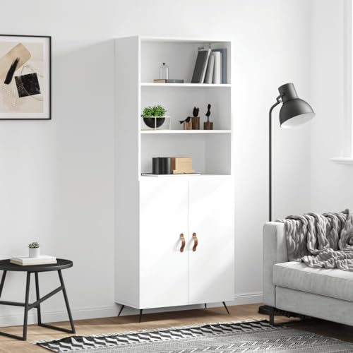 CKioict Aufbewahrungsschrank Mehrzweckschrank Schlafzimmer möbel Highboard Weiß 69,5x34x180 cm HolzwerkstoffFür Flur Schlafzimmer Wohnzimmer