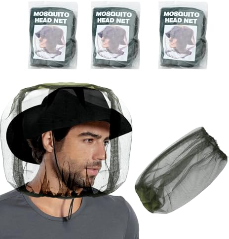 3 Stück Hut Mit Moskitonetz,Moskitonetz Hut, Moskito Kopfnetz,Fliegennetz FüR Gesicht,MüCkenhut Kopfnetz,Anti-MüCke Biene Bug Insekt,Imker Schutzhut,Fly Maske Kappe Hut,Mesh Gesichtsschutz