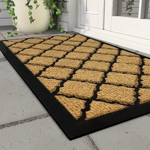 Qingbei Rina 60 x 90 cm Fußmatte außen, rutschfeste Schmutzfangmatte Türmatte, Waschbar Fussmatte aussen für Haustür, Eingangsbereich, Garten