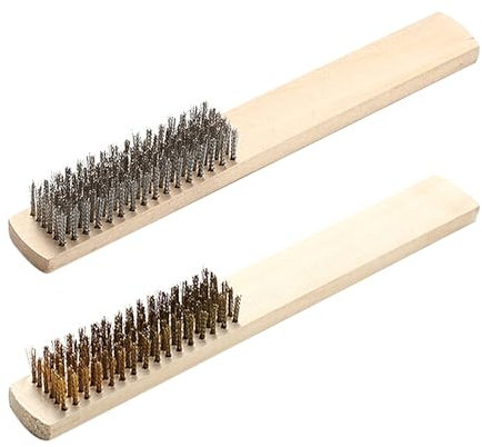 TYGFRT 2-Piece Cleaning Brush Set, Wooden Handle, Copper & Stainless Steel Wire, Multifunctional for Footwear, Clothing, Carpets & Sofas