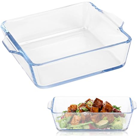 wocpvm 1.5L Glass Baking Tray Glass Square Baking Dish pyrex Baking Tray Square Glass Baking Dish for Oven Dishwasher Safe for Oven Microwave Air Fryer (24 x 20cm)