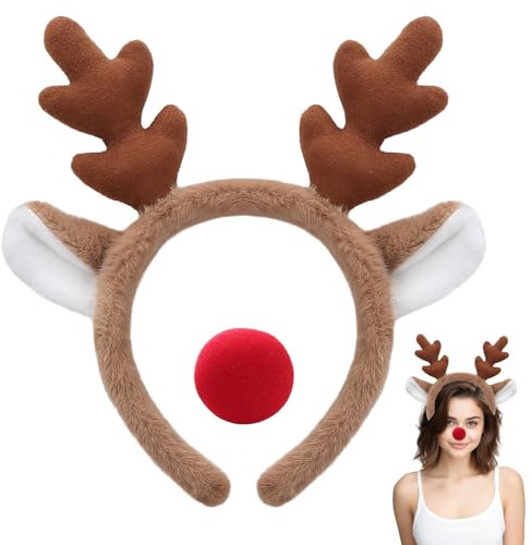 PPGGOPP Cerceaux de Cheveux de Noël, Serre Têtes de Noël, Bandeaux de Noël, Serre Tete Renne Noël, Renne Bandeaux, Rennes Bandeaux Noël, Bandes de Cheveux Noël, Bandeaux Décoratifs de Noël (Brun)