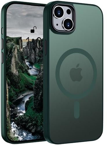 ORDA Magnetic Case for iPhone 15 Case Compatible with MagSafe, for iphone 15 phone case Translucent Matte Back Slim Shockproof Phone Cover phone case for iphone 15 6.1-Inch (Dark Green)