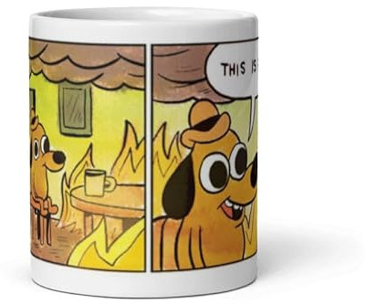 This is fine Burning Dog Funny Viral Meme Mug