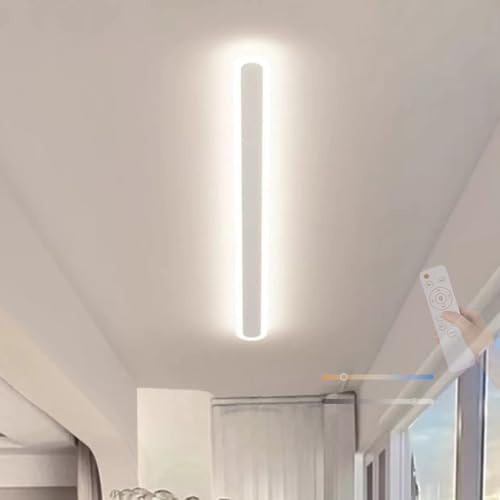 TZSMUM LED Deckenleuchte Indoor mit Fernbedienung Deckenlampe Dimmbar 2700K/4500K/6500K Deckenleuchten Ultra Dünn Unterputz Lange Aluminium für Wohnzimmer Schlafzimmer Flur (Weiß,100cm)