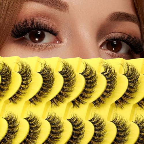 10 Paires de Faux Cils Naturels Effet 3D Russes Rayures de Cils Reutilisable Cat Eye Faux Cils Extension de Cils Professionnel False Eyelashes Style F201