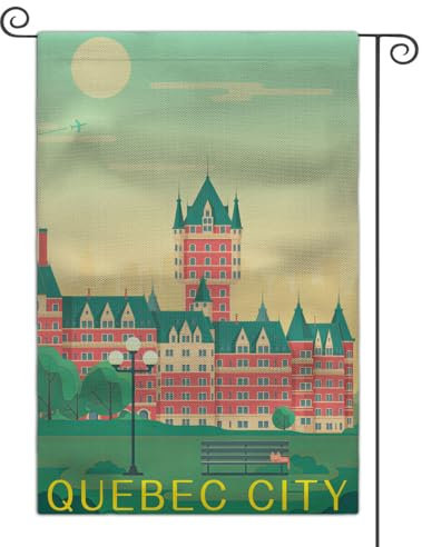 Lot de 120 drapeaux de jardin de ville de renommée mondiale – Drapeaux double face de voyage 30,5 x 45,7 cm pour décoration extérieure (Canada Québec)
