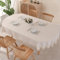 SUCHDECO Tischdecke Oval Beige Tischdecken Baumwolle Leinen mit Quaste Tischtuch Küchentischdecke Tischwäsche Gartentischdecke für Geburtstag Party Hochzeit, 140x180 cm