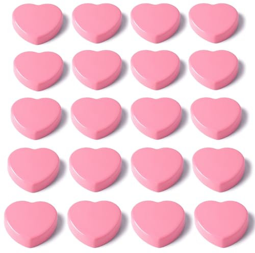 PYJLBX Aimant Frigo - Lot de 20 Aimant Puissant Cœur Rose, Petit Aimants Tableau Magnétique, Magnet Frigo Aimants Décoratifs Plat Aiment pour Tableau Blanc, Réfrigérateur, Calendrier, Bureau, Cuisine