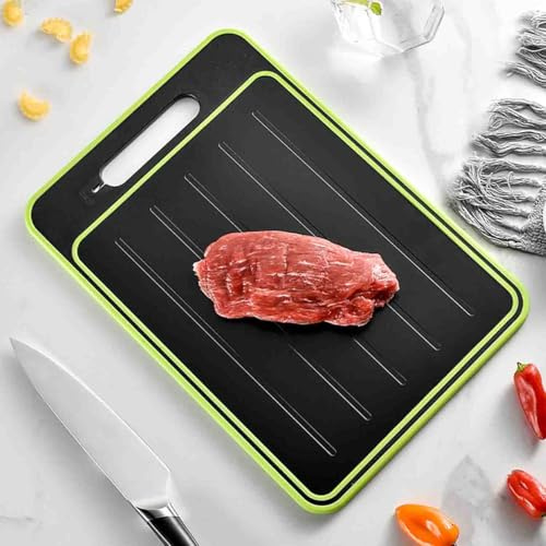 4-in-1 Auftaubrett,Auftauplatte doppelseitig als Schneidebrett mit Reibe | 31 x 21 x 1CM, Auftauschale,Defrosting Plate für Beschleunigtes Auftauen,schneidebrett mit Auftauen Für Fleisch,Lebensmittel
