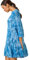 Roman Originals Smock Dress for Women UK Ladies Cotton Summer Embroidered Frilled Tiered Casual Beach Cruise Holiday Cocktail Party 3/4 Sleeve Pull On Gathered Skirt - Blue Tie Dye - Size 18