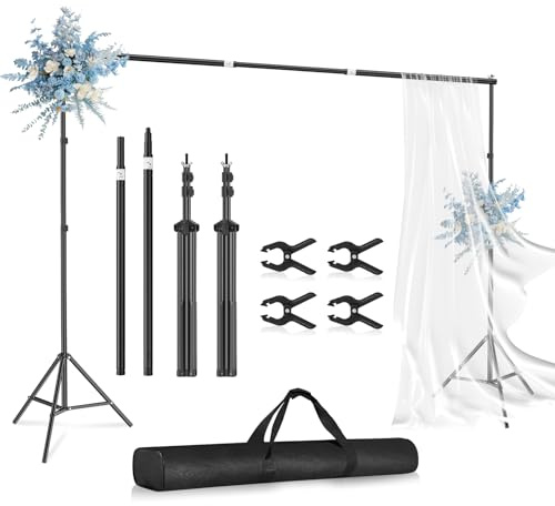 HolaDream Backdrop Stand Kit, 2.1x3m/7x10ft Adjustable Photography Background Frame with 2 Crossbars, 4 Spring Clamps and Carrying Bag for Wedding, Birthday Parties, Photo Video Studio, Decoration