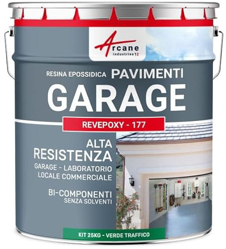 ARCANE INDUSTRIES Peinture epoxy, Garage, Sol, Atelier, Local, Commercial, Magasin : Revepoxy Garage - 25 kg (jusqu'à 80 m² en 2 Couches) Vert signalisation - RAL 6024