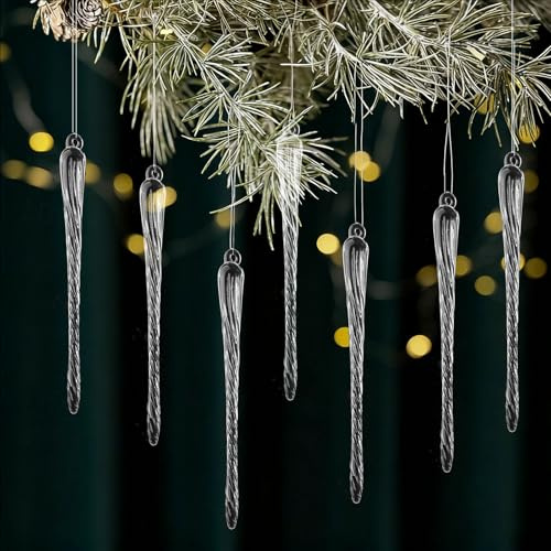 HERZWILD 30pcs Acryl Weihnachtsbaum Eiszapfen Anhänger Christbaumschmuck Weihnachten Dekoration Weihnachtenbaum Weihnachtsbaumschmuck Eiszapfen Anhänger Acryl (C-12cm)