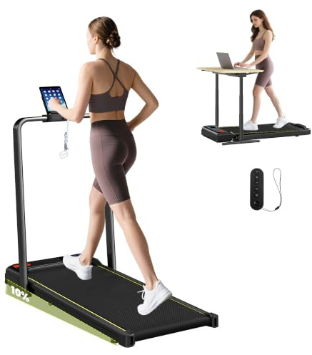 SPORTNOW Folding Treadmill with Incline for Home Office 2.0HP Black | 2 in 1 Under Desk Walking Pad Treadmills, Remote Control, LED Display, 1-6KM/H, No Assembly