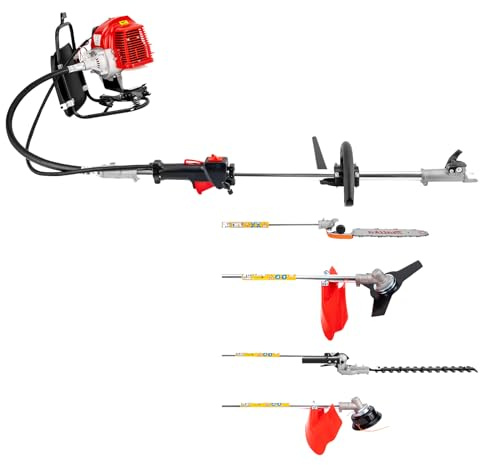 LKHDONG Tagliaerba 52cc decespugliatore a benzina a 2 tempi, 4 in 1, strumento da giardino con tracolla, trimmer per giardino
