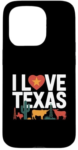 I Love Texas Cactus Rind Oil Rig Hülle für iPhone 15 Pro