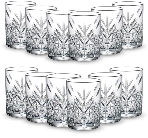 Der-Porzellan-Laden by Pasabahce Timeless Schnapsgläser 60 ml, 12er Set, Shotgläser aus Kristallglas, Facettenschliff, spülmaschinengeeignet