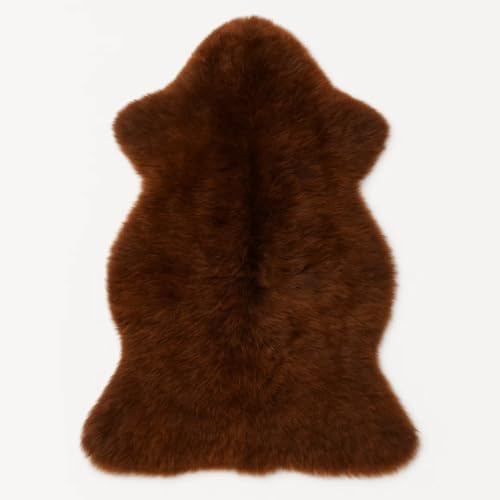 Provellus Echtes Lammfell Schaffell – Weich & Flauschig, Naturfell Teppich (Braun, 120-140 cm)