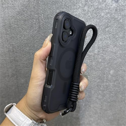 VEWSSDC Clear Magnetic for Case for IPhone 17 16 15 14 13 12 Pro Max 17 Air 16 15 14 Plus Wrist Strap Lanyard Shockproof Cover,Graphite Black,For iPhone 13 pro max