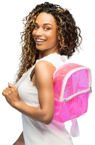 Boland - Transparenter Neon Rucksack mit verstellbaren Riemen, 2 Fächer mit Reißverschluss, Tasche für Festival, Kostüme und Mottoparty