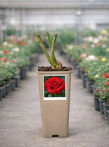 Rosal Natural en Maceta – Planta de Rosa Viva para Jardín, Terraza y Exterior – Floración Abundante y Decorativa (Rojo)