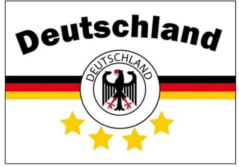 Fahne DEUTSCHLAND - 4 Sterne weiß, 90x150 cm, mit Ösen, 100% Polyester, **VERSAND GRATIS**