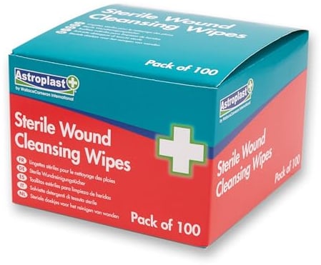 Astroplast Sterile Wound Cleansing Wipes Pack 100 – Alcohol & Fragrance-Free Antiseptic Wipes for Wound Cleaning, Piercing Care & First Aid – Individually Wrapped Medical-Grade Cleansing Wipes