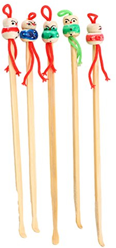 HEALIFTY 5er Bambus Ohr sauberer Löffel Ohrenpflege Assorted Farbe Puppe Kopf Earpick Toiletry Kits