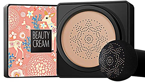 GL-Turelifes Pilzkopf Luftpolster Foundation CC Creme Wassergefühl Makellos BB Creme Feuchtigkeitsspendende Ölkontrolle, Leichtgewicht & Glättung Natürlicher Concealer (Blanchierte Mandel)