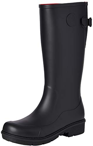 Fitflop Women's Wonderwelly - Tall Rain Boot, All Black, 7 UK