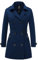 Wantdo Femme Trench-Coat à Double Boutonnage Ceinture Coupe-Vent à Bouton Veste Coupe Ajustée Manteaux Epaulettes d'Epaule Bleu Marine M