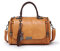 PORRASSO Retro Handtasche Damen Umhängetaschen Frauen Schultertaschen Wasserdicht PU Leder Henkeltasche Arbeit Reise Verabredung Boston Tasche Hellbraun