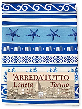 Tex family Telo ARREDO copritutto Gran Foulard COPRILETTO copridivano Tessuto LONETA (Grecia blu, 2 Piazze)