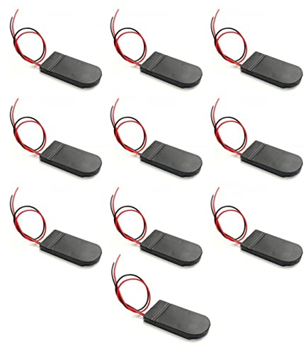 JZK 10 porta batterie CR2032 in plastica, 2 x 3 V, con interruttore on-off, 2 x 3 V porta batteria con interruttore on-off, 2 x 3 V porta batteria con interruttore