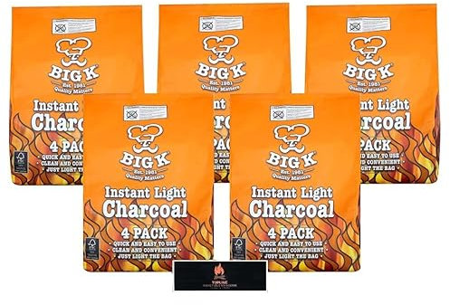 Instant Light Lumpwood Charcoal Bags - Barbecue Grill Pack of 5 x 4kg BBQ Coals Instant Bags are easy to use, just light the individual bag. Take the stress out of your BBQ with instant charcoal