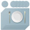 KERYCHIN 6 Silicone Placemats + 6 Non-Slip Table Coasters with Leaf Pattern Set, Heat Resistant 450 °F, Waterproof Place Mat for Kitchen, Home, Restaurant, Dining Table, 40 x 30 cm, Light Blue