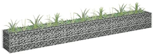 WIFESE 270×30×30 cm Gabionen Hochbeet Steinkorb Gabione Gabionenwand Gabionenkorb Pfosten Gabionen Zaun Gabionensäule Steingabionen Gabionenkörbe Pflanzenwand Verzinkter Stahl