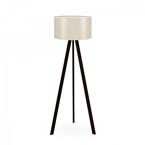 Lampadaire trépied noir avec abat-jour 100% pvc, crème, collection Tanganyika, 21x38x140, douille E27 Max 60 W