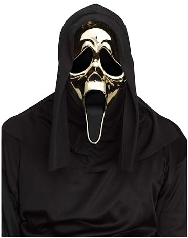 Fun World Scream - Ghostface Maske gold-metallic - Grusel-Killer-Kostüm-Accessoire Halloween & Horror-Party