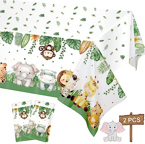 2 Stück Tischdecke 108x180 cm Wasserdicht Tischtuch Kunststoff Einweg Party Zubehör Motto Party Zubehör für Geburtstag Babyparty Junge Geburtstag