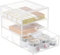 HOJKMA Acryl Kosmetik Organizer Schubladen, Transparenter Make Up Organizer mit 3 Schubladen Clarity Stapelbare Aufbewahrungsbox Schubladenboxen für Kosmetik, Hautpflege, Schmuck, Badezimmer, Klar