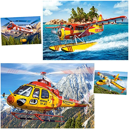 alles-meine.de GmbH 4 Stück Minipuzzle - 54 Teile - Flugzeug/Helikopter/Hubschrauber - inkl. Name - für Kinder & Erwachsene - Kinderpuzzle - Preis/Gewinn - Minipuzzle..