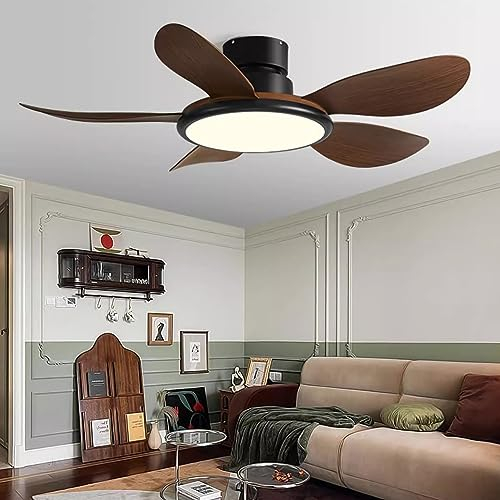 YUNZI LED 72W Ventilatore da soffitto con Illuminazione e Telecomando, Lampada da soffitto per Ventilatore per Soggiorno Camera da Letto Sala da Pranzo Luce, Protezione Occhi Luce, Marrone