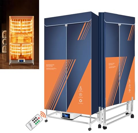 Ddasam Secadora portatil Ropa,tendedero secador de Ropa electrico Capacidad de 30kg, Temporizador de 240 Min y Función de Calefacción PTC, Reducción de Ruido