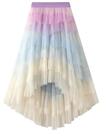 Damen Tüllrock Langer Mesh Rock Pailletten Cosplay Unterrock Petticoat Kurz Bunt Chiffon Ballettkleid Reifrock Schwarz Hight Waist Tüllkleid Tütü Kleid Faschingskostüme Mini Glitter 50er Reitrock
