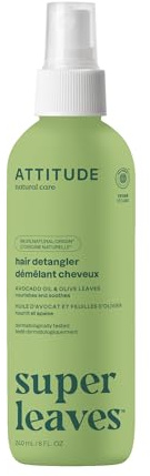 ATTITUDE Detangling Spray, EWG Verified, Vegan & Plant-Based Hair Care, Leave-In for Smooth & Manageable Hair, Pear & Amber Scent, 8 Fl Oz