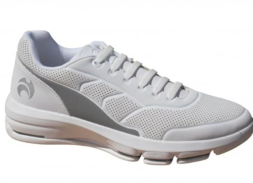 Henselite HM75 NO TIE Men's Lawn Bowling Shoes (White and Grey, UK Footwear Size System, Adult, Men, Numeric, Medium, 11)